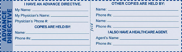 advance directive wallet card